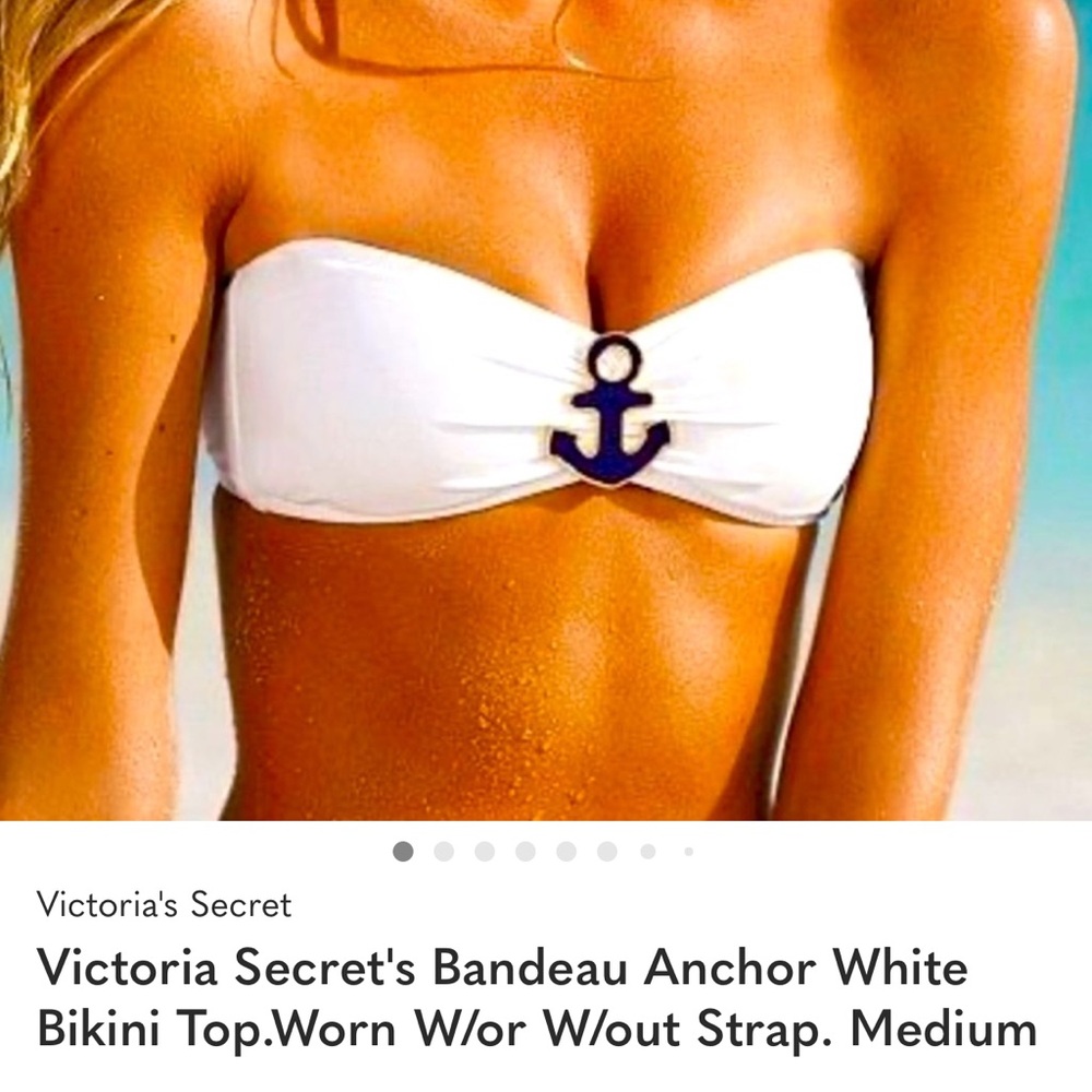 Victoria Secret's Bandeau Anchor White Bikini Top.Worn W/or W/out Strap. Medium